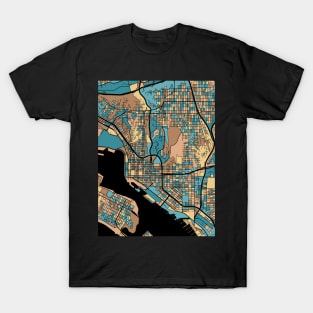 San Diego Map Pattern in Mid Century Pastel T-Shirt